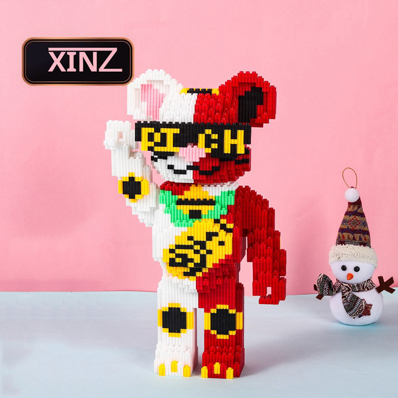 Lego gấu bearbrick cỡ lớn 36cm XINZ đồ chơi xếp hình lắp ráp mô hình cỡ lớn bear bricK dễ thương