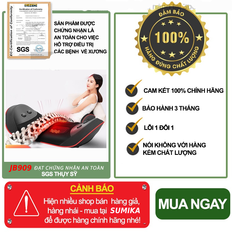 Máy đệm gối massage lưng cổ vai gáy, đệm máy massage lưng da năng dành cho người thoát vị địa đệm thoái hóa cột sống
