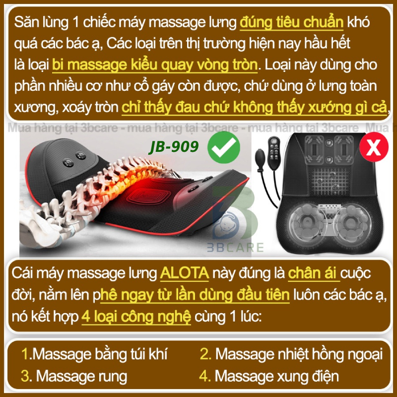 Máy đệm gối massage lưng cổ vai gáy, đệm máy massage lưng da năng dành cho người thoát vị địa đệm thoái hóa cột sống