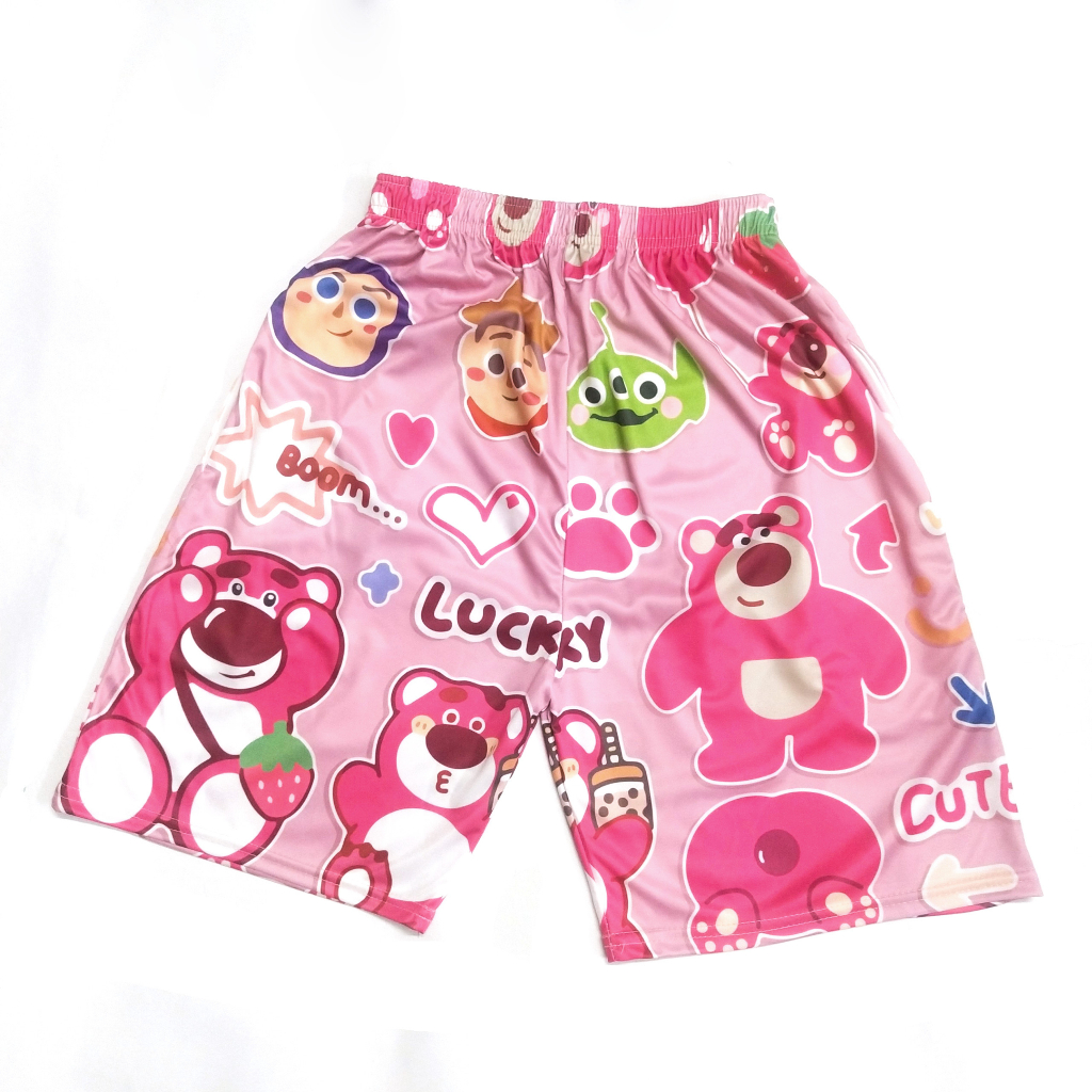 Quần đùi hoạt hình Gấu Dâu Lotso nhiều mẫu, quần short unisex phom rộng