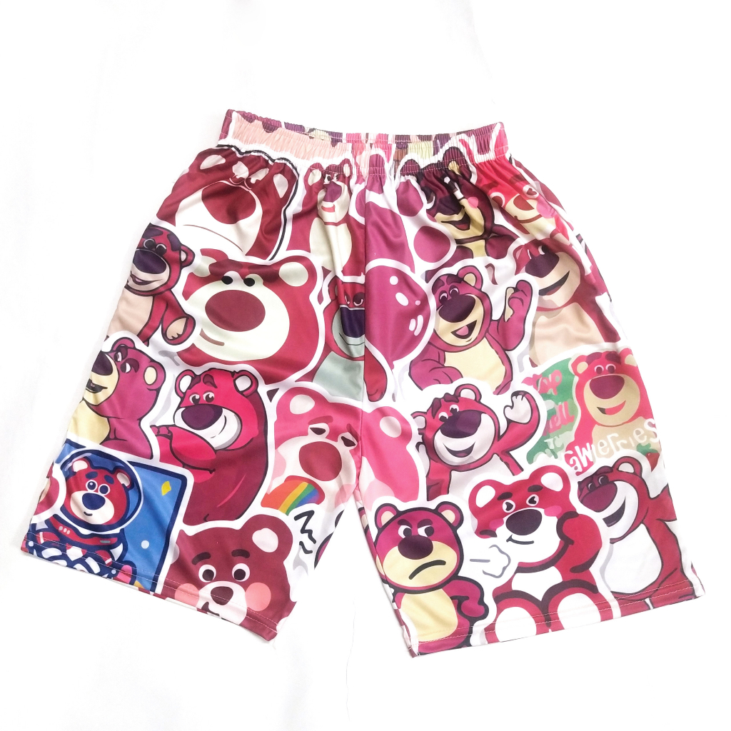 Quần đùi hoạt hình Gấu Dâu Lotso nhiều mẫu, quần short unisex phom rộng