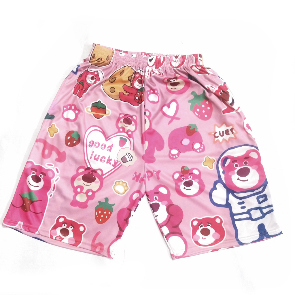 Quần đùi hoạt hình Gấu Dâu Lotso nhiều mẫu, quần short unisex phom rộng