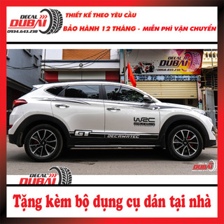 Tem Dán Sườn Xe Tucson Trắng - Thay Đổi chữ Theo yêu cầu - Decal 3 lớp không bay màu - Decal Dubai