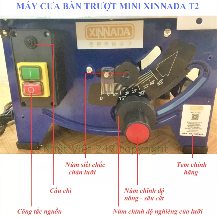 Máy Cưa Gỗ Bàn Mini XINNADA T2- Công suất 1800W-Hàng chính hãng-Bảo hành 12 tháng