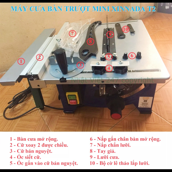 Máy Cưa Gỗ Bàn Mini XINNADA T2- Công suất 1800W-Hàng chính hãng-Bảo hành 12 tháng