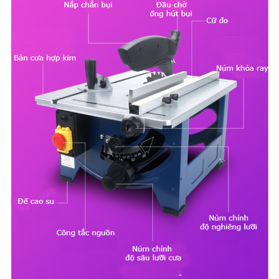 Máy Cưa Gỗ Bàn Mini XINNADA T2- Công suất 1800W-Hàng chính hãng-Bảo hành 12 tháng