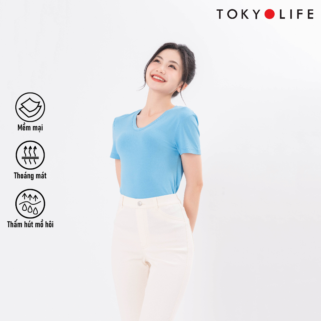 Áo T-Shirt NỮ cổ tim dáng suông TOKYOLIFE C9TSH514M