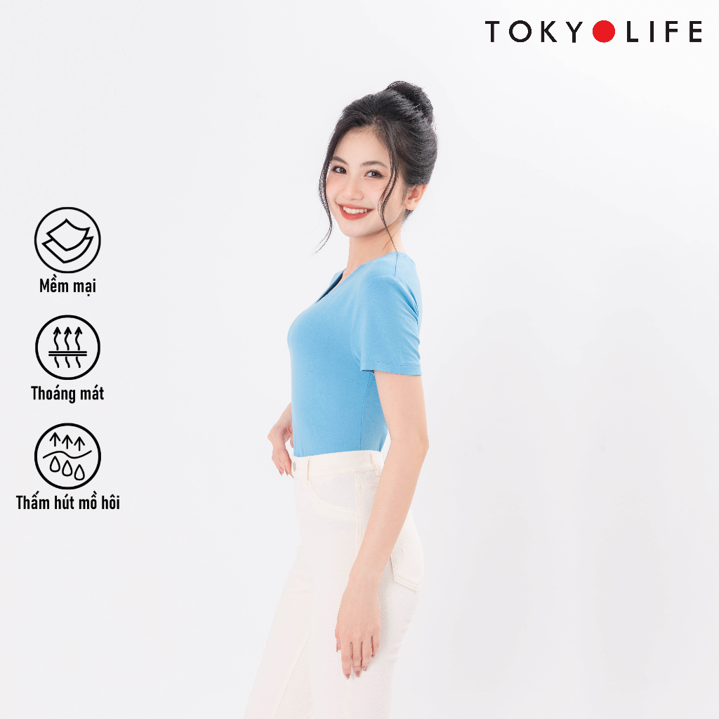 Áo T-Shirt NỮ cổ tim dáng suông TOKYOLIFE C9TSH514M