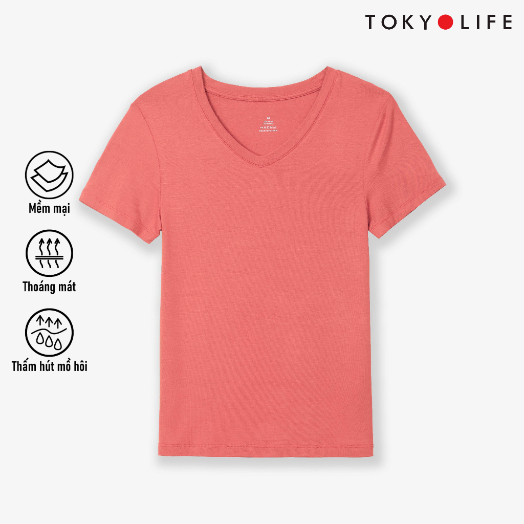 Áo T-Shirt NỮ cổ tim dáng suông TOKYOLIFE C9TSH514M