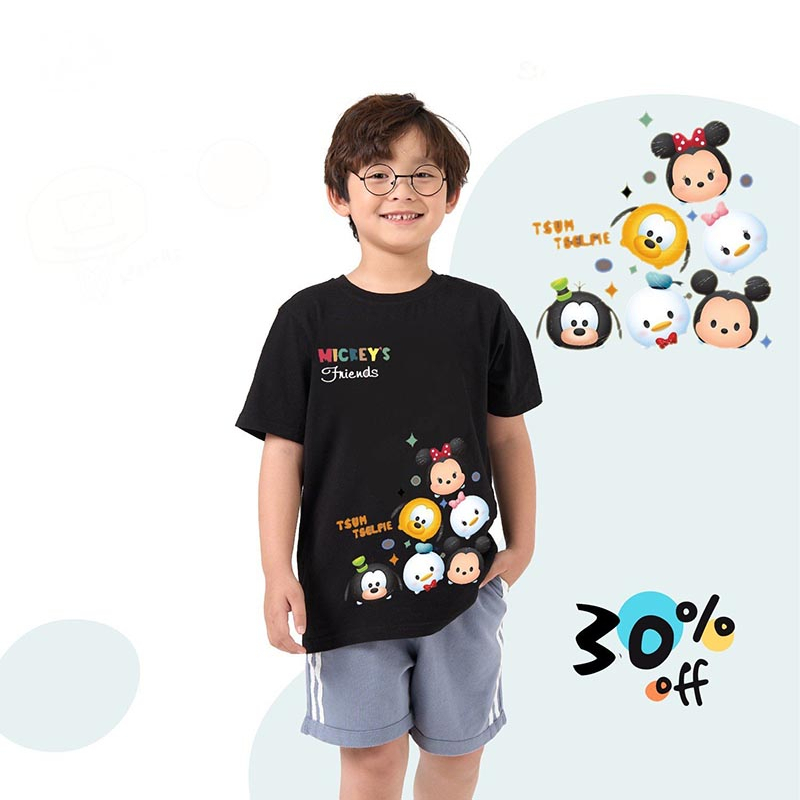 Áo thun cộc tay hình Mickey Friends cho bé trai bé gái,áo phông TANOSA cho bé chất cotton size 13-33kg