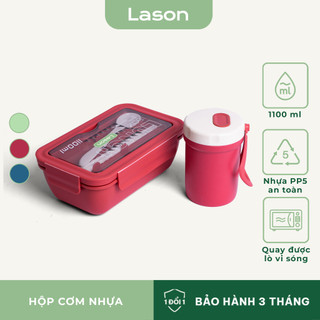 Bộ hộp cơm tiết kiệm 02 Lason, cà men đựng cơm, kèm cốc đựng canh và bộ thìa đũa HC00420