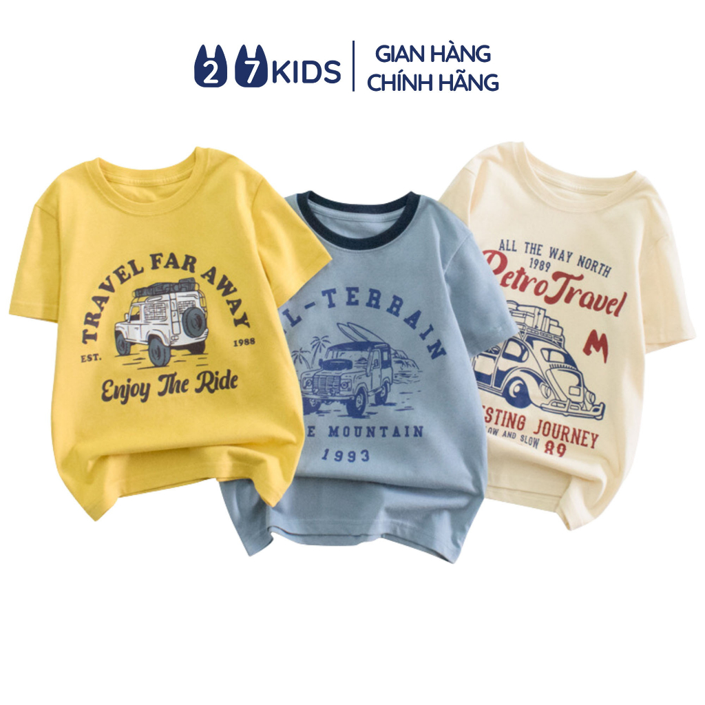 Áo thun bé trai bé gái ngắn tay size đại 27Kids cộc tshirt nam nữ cotton 180g cho trẻ từ 6-14 tuổi BSTS10