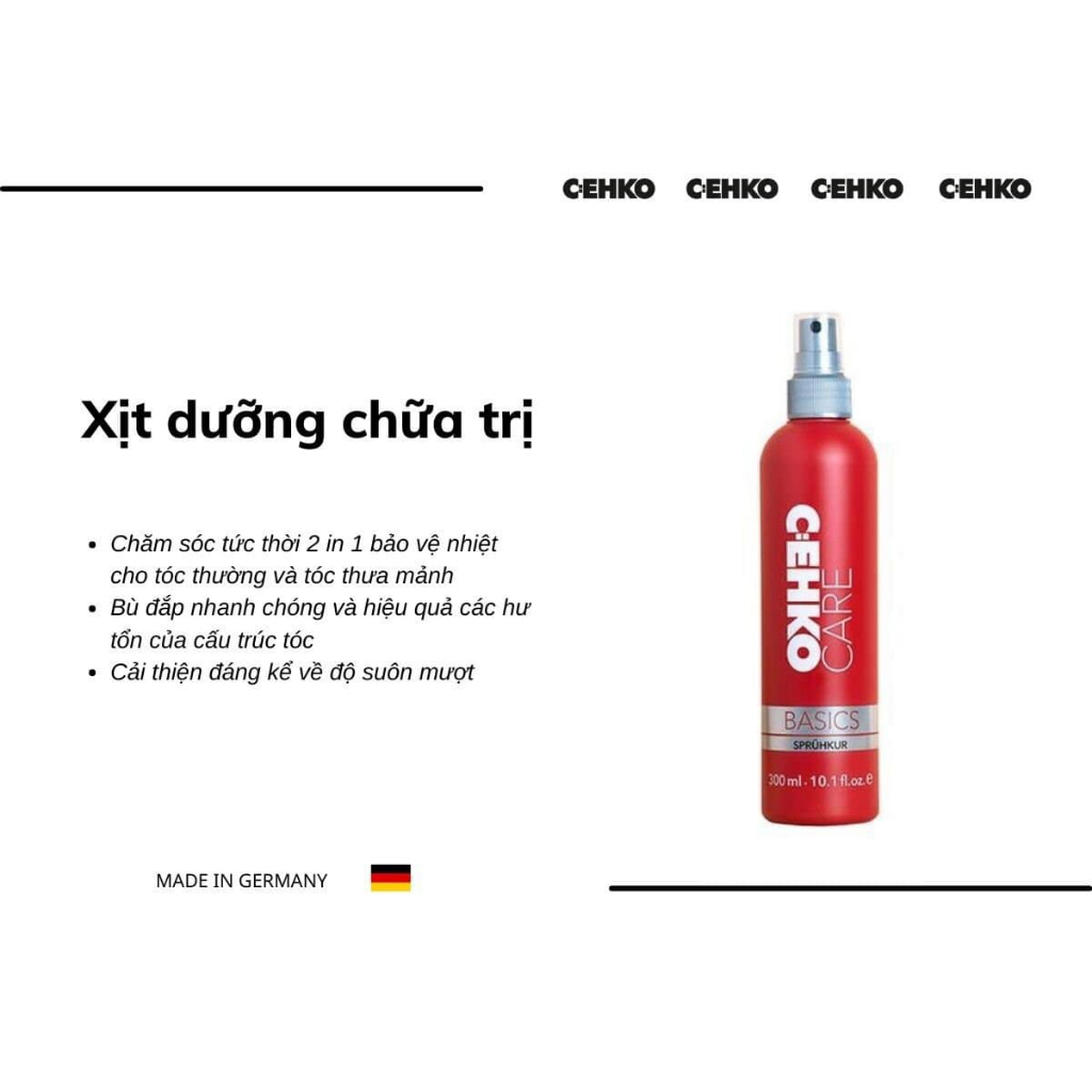 Xịt dưỡng cho tóc hư tổn 2 trong 1 Cehko 300ml