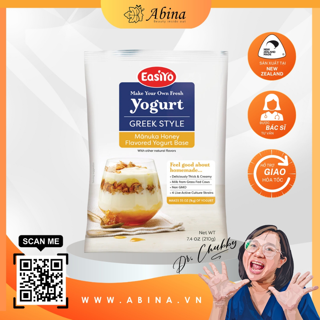 Bột làm 1kg sữa chua Hy Lạp vị mật ong Manuka Easiyo Greek Style Manuka Honey 210g - Dr Chubby