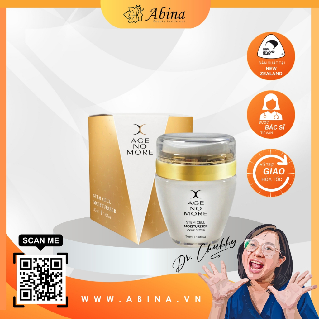 Kem trẻ hóa da cấp ẩm, mờ nếp nhăn chuyên sâu tái tạo độ căng bóng tự nhiên AgeNoMore Moisturiser 30mL Dr Chubby