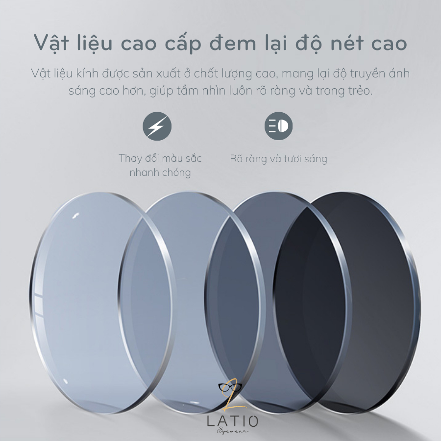 Gọng kính Đổi màu Nam Nữ LATIO thời trang thiết kế gọng vuông TR90 thời trang chống tia UV - KM68