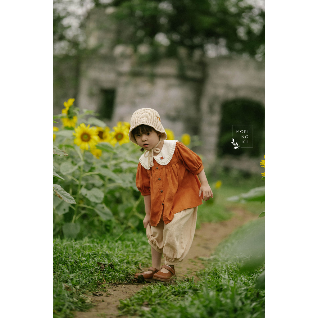 Áo sơ mi thêu hoa thủ công bé gái 7-25kg | Kiyo-chan by Morinokii