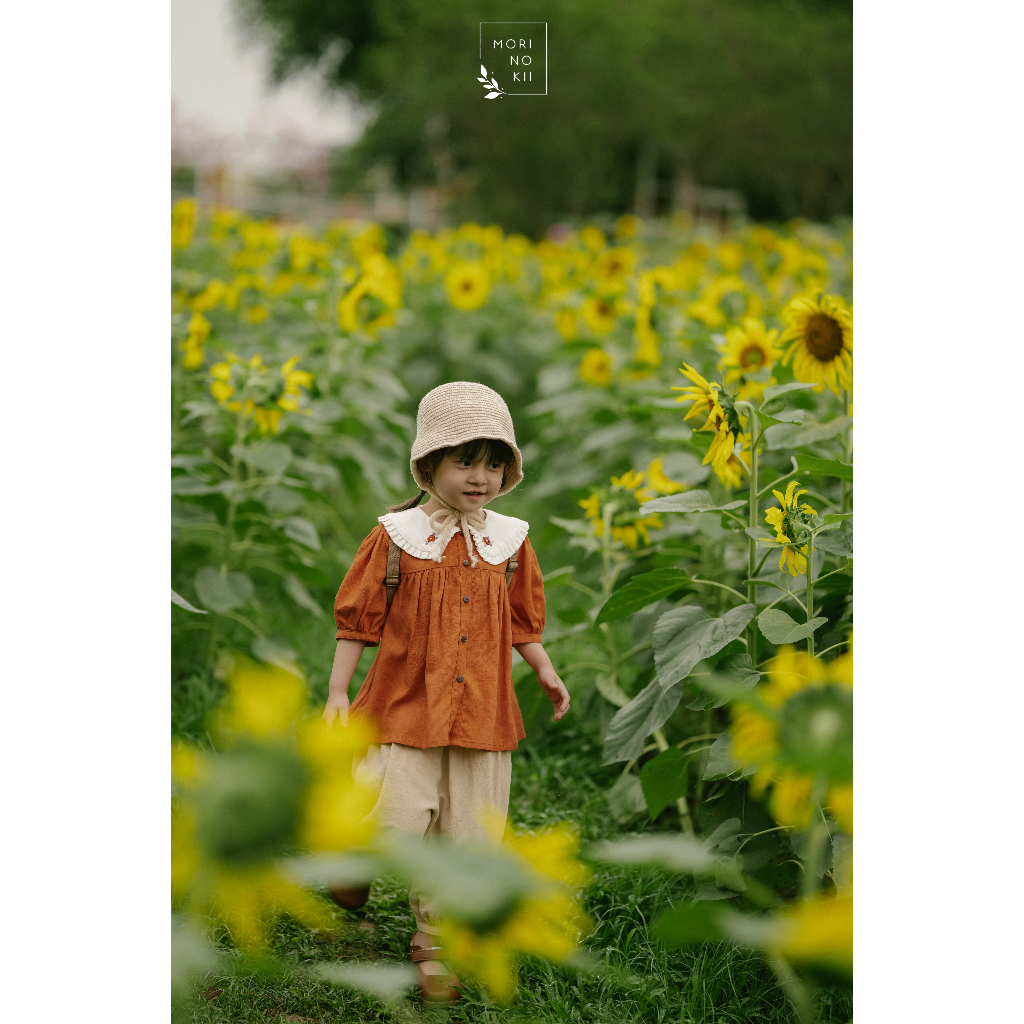 Áo sơ mi thêu hoa thủ công bé gái 7-25kg | Kiyo-chan by Morinokii
