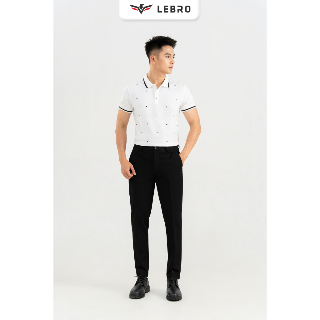 Áo polo nam, áo thun nam cổ viền, in hoạ tiết, cotton CVC cao cấp, dáng slimfit trẻ trung, thể thao LEBRO TPL23-003B