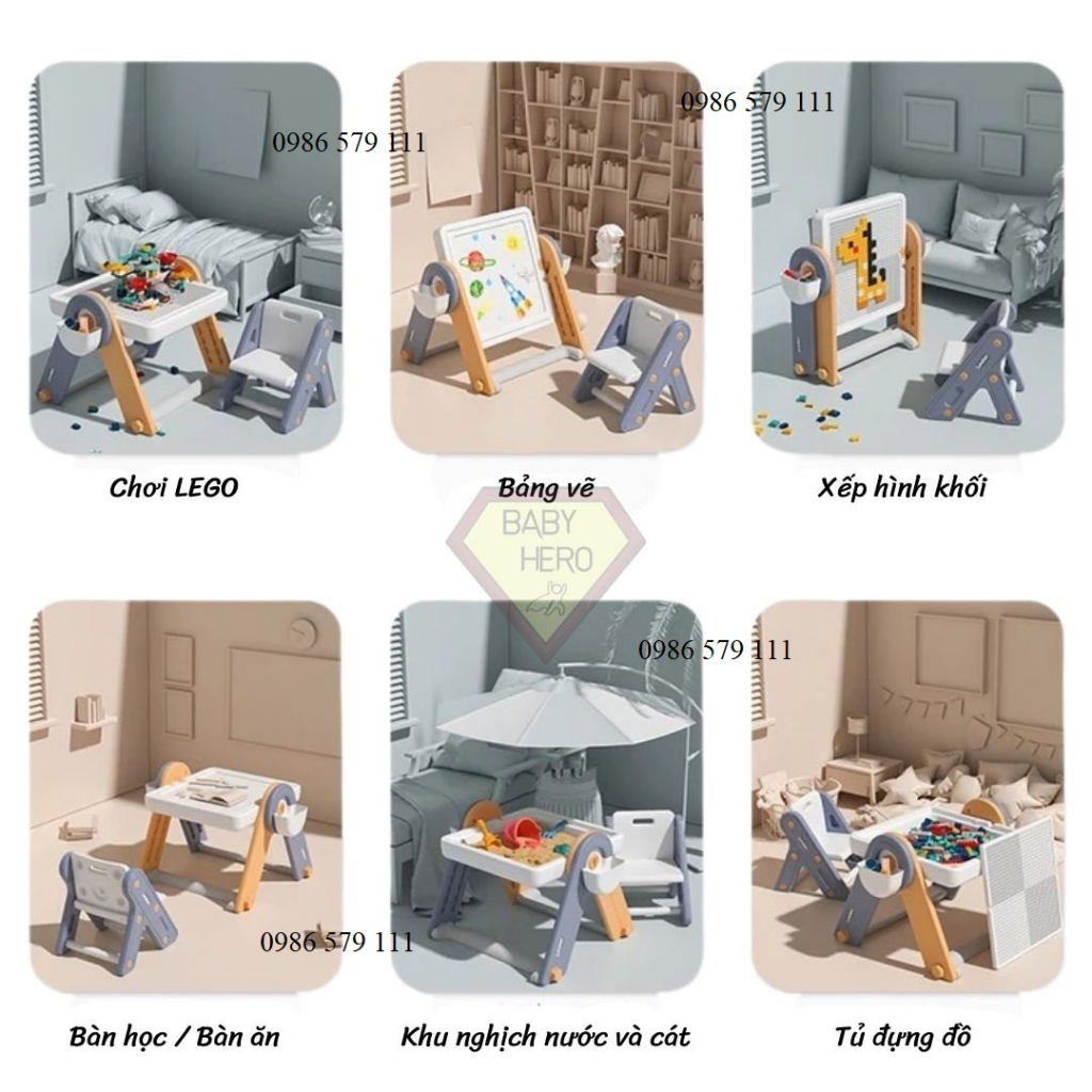 Bàn + bảng và ne-go  siêu xịn, bàn học thông minh nhiều chức năng cho bé zj1