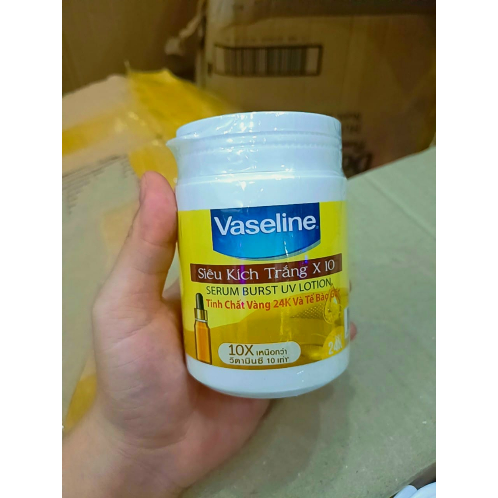 Siêu Kích trắng X10 Vaseline Thái Lan giúp da trắng nhanh gấp 10 lần tinh chất vàng và tế bào gốc màu vàng
