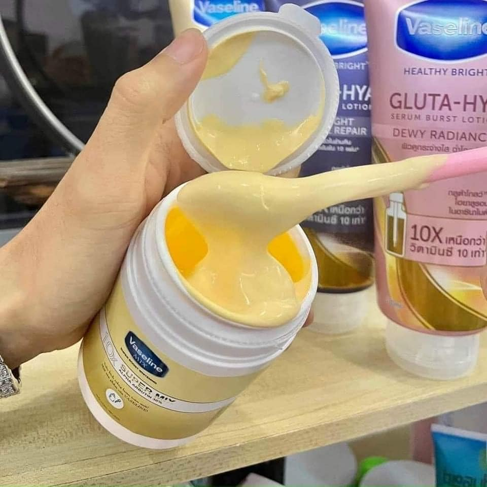 Siêu Kích trắng X10 Vaseline Thái Lan giúp da trắng nhanh gấp 10 lần tinh chất vàng và tế bào gốc màu vàng