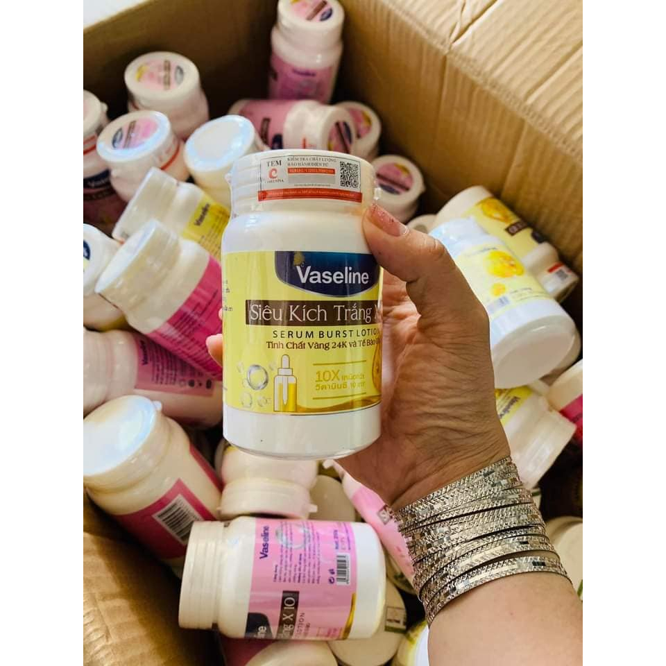 Siêu Kích trắng X10 Vaseline Thái Lan giúp da trắng nhanh gấp 10 lần tinh chất vàng và tế bào gốc màu vàng