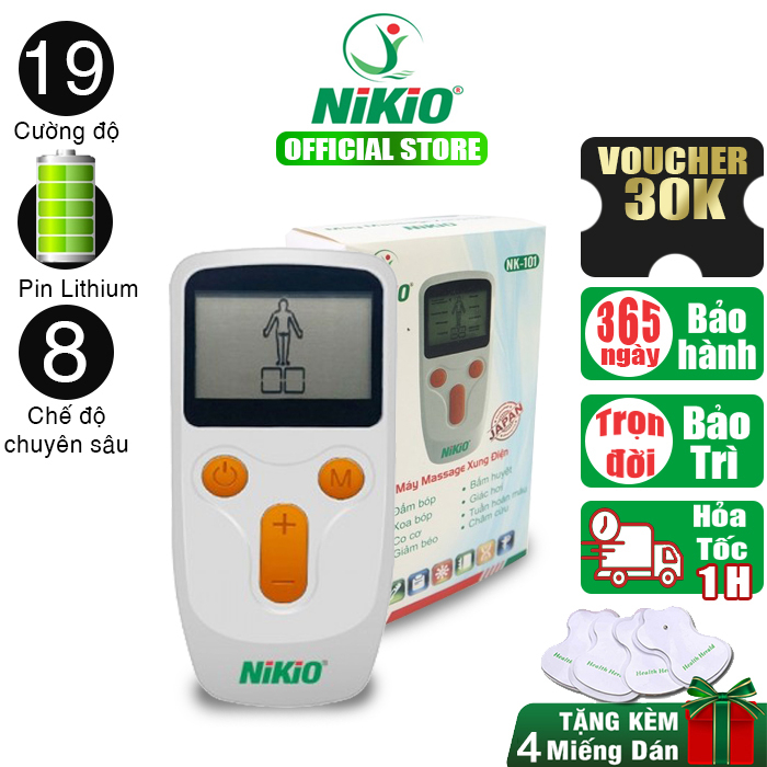 Máy Xung Điện Pin Sạc 8 Miếng Dán Nikio NK-101 - Giảm Đau Nhức Tê Bì Chân Tay Hiệu Quả