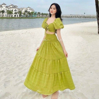 Đầm maxi đi biển MAXI MOCKING MẶC 2 KIỂU phong cách boho bohemian rực rỡ - NPP