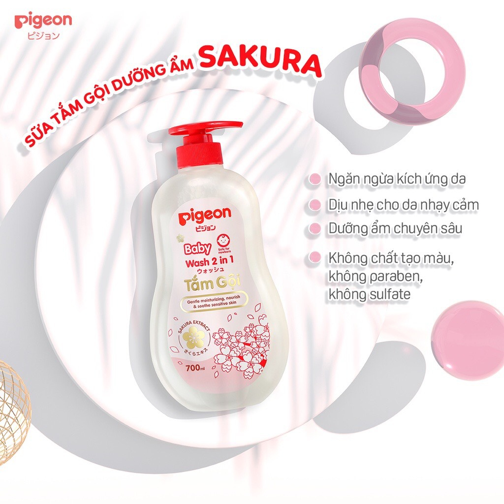 Sữa Tắm Gội Dịu Nhẹ 2 in 1 Sakura Pigeon 200ML/700ML