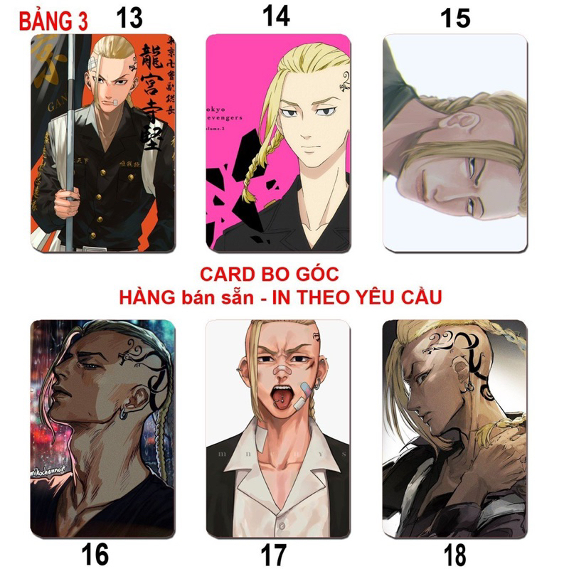 Card bo góc anime Tokyo Revengers 6 ảnh khác nhau / Thẻ cảd kịch trường của Takemichi Tokyo Revengers mikey sano manjiro