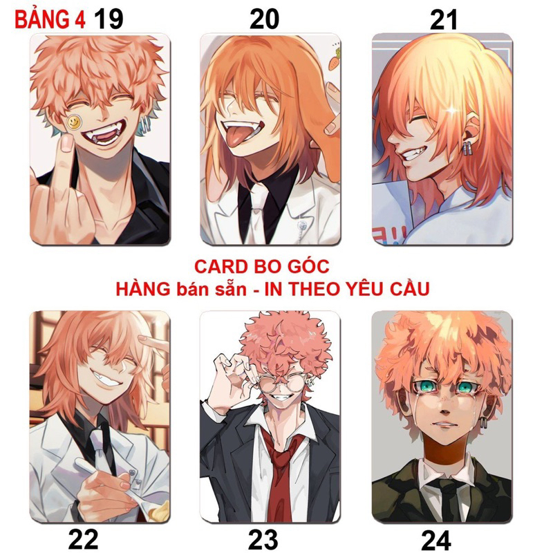 Card bo góc anime Tokyo Revengers 6 ảnh khác nhau / Thẻ cảd kịch trường của Takemichi Tokyo Revengers mikey sano manjiro