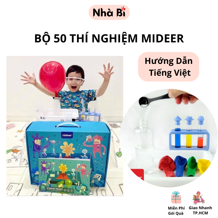 Bộ 50 Thí Nghiệm Khoa Học Có Hướng Dẫn Tiếng Việt - Đồ Chơi Stem Cho Bé Từ 6 Tuổi- Mideer Science Talent