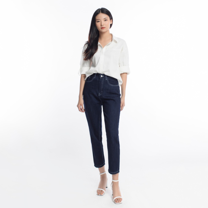 Quần baggy jean nữ màu xanh than nổi bật BG06 - La’coba