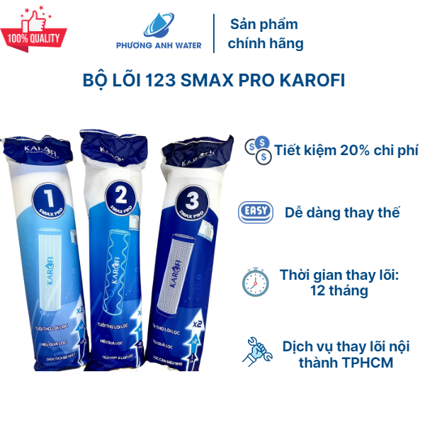 Bộ lõi lọc thô 123 SMAX Pro chính hãng Karofi, hiệu quả lọc cao, tiết kiệm 20% chi phí, tuổi thọ cao hơn