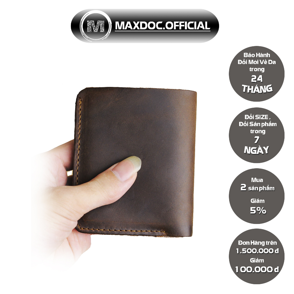 Ví Nam V108 MAXDOC, Bóp Nam, Ví Da Nam Chất Liệu Da Bò Loại Da Sáp , Ví Nam Cao Cấp