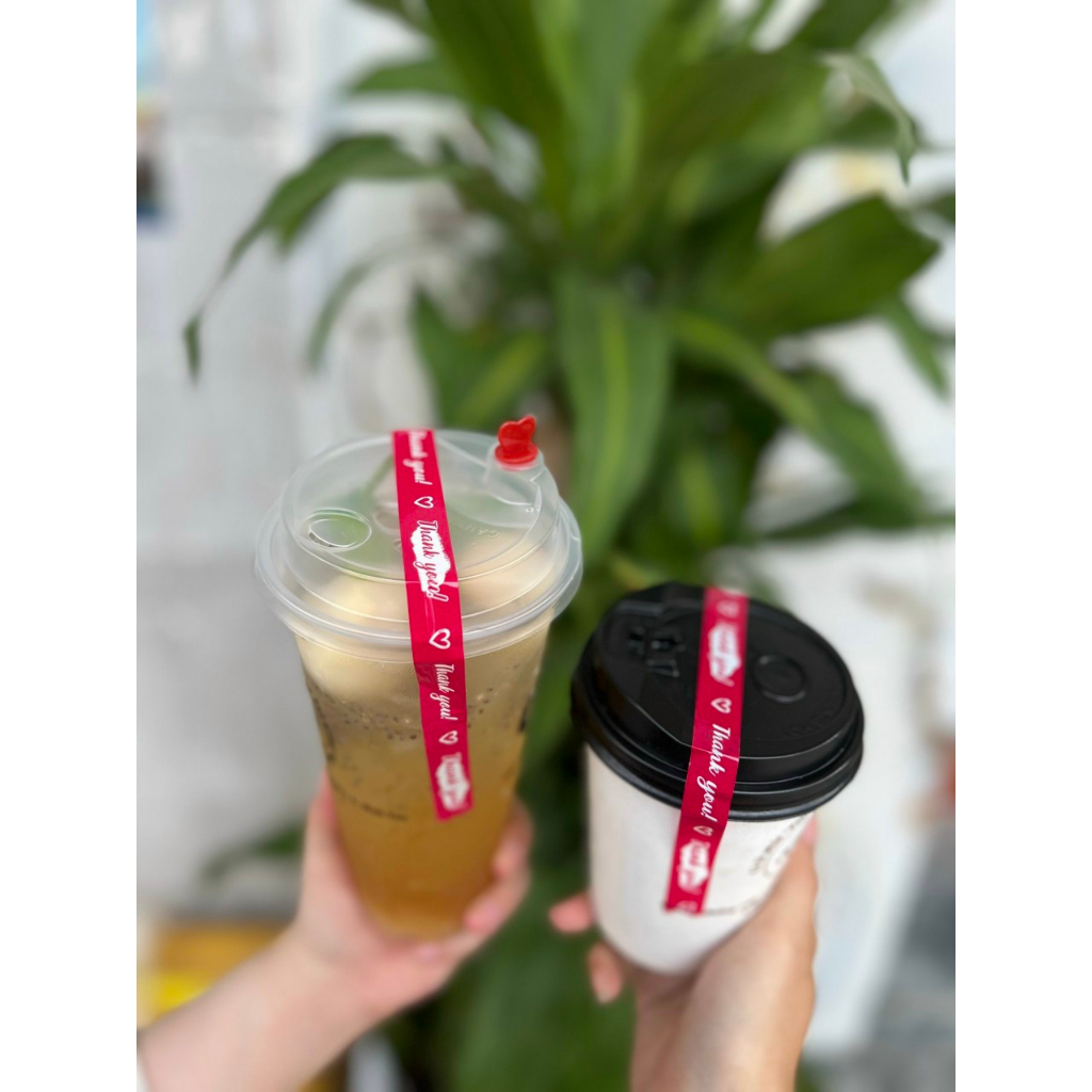 Băng keo thank you dán ly cafe - nắp hộp dán chai các loại 1 cuộn- dodung1langiahan2211