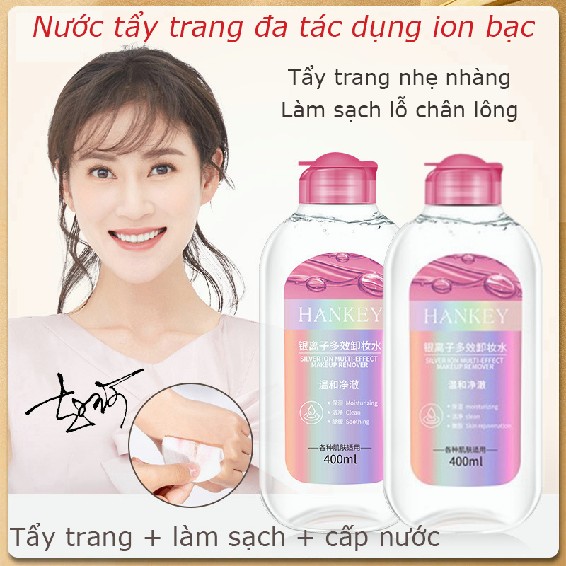 Dầu tẩy trang Tẩy trang Nước tẩy trang đa tác dụng ion bạc 400ml Tẩy trang Làm sạch Cấp nước Thích hợp với nhiều loại da