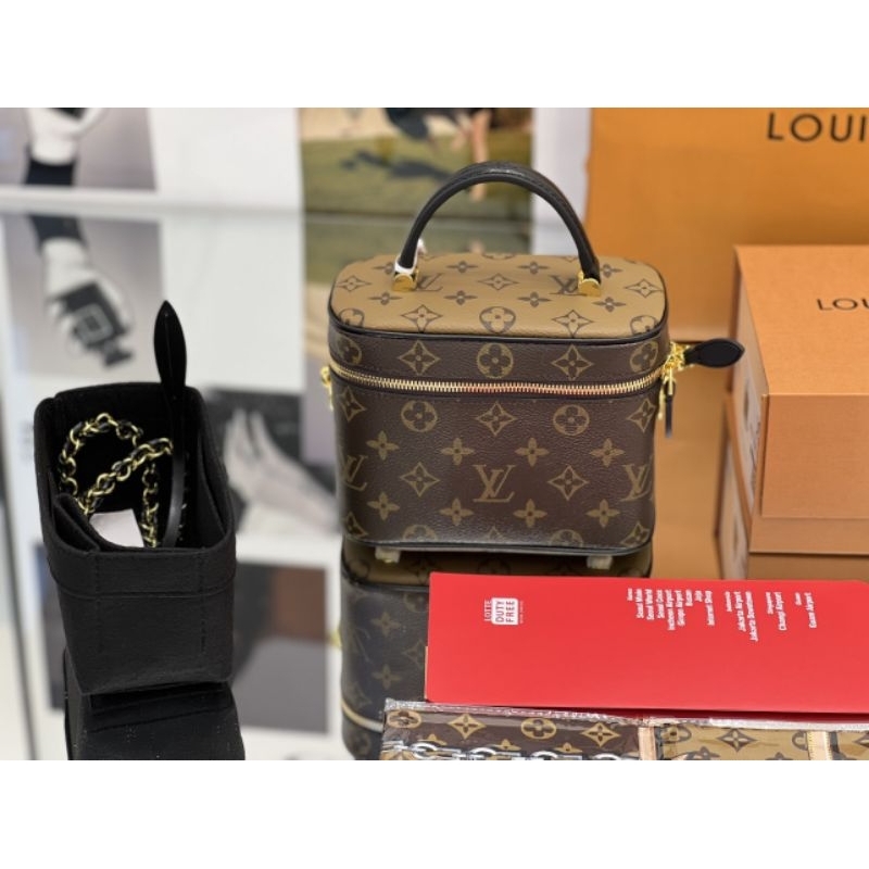 Túi xách nữ cao cấp LV Vanity hàng Super Vip da thật tay cầm làm theo chuẩn hịn sz19cm kèm khăn turban