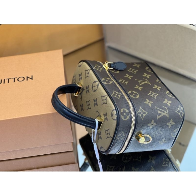 Túi xách nữ cao cấp LV Vanity hàng Super Vip da thật tay cầm làm theo chuẩn hịn sz19cm kèm khăn turban