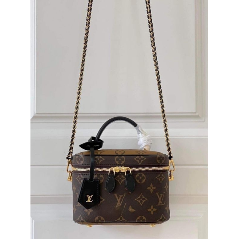 Túi xách nữ cao cấp LV Vanity hàng Super Vip da thật tay cầm làm theo chuẩn hịn sz19cm kèm khăn turban