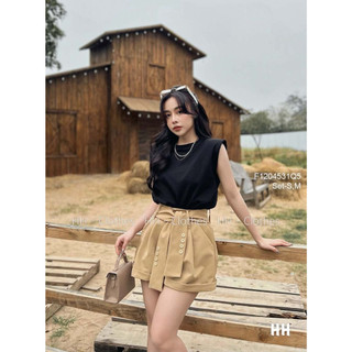 Set áo kiểu ba lỗ phối quần short kèm dây đai