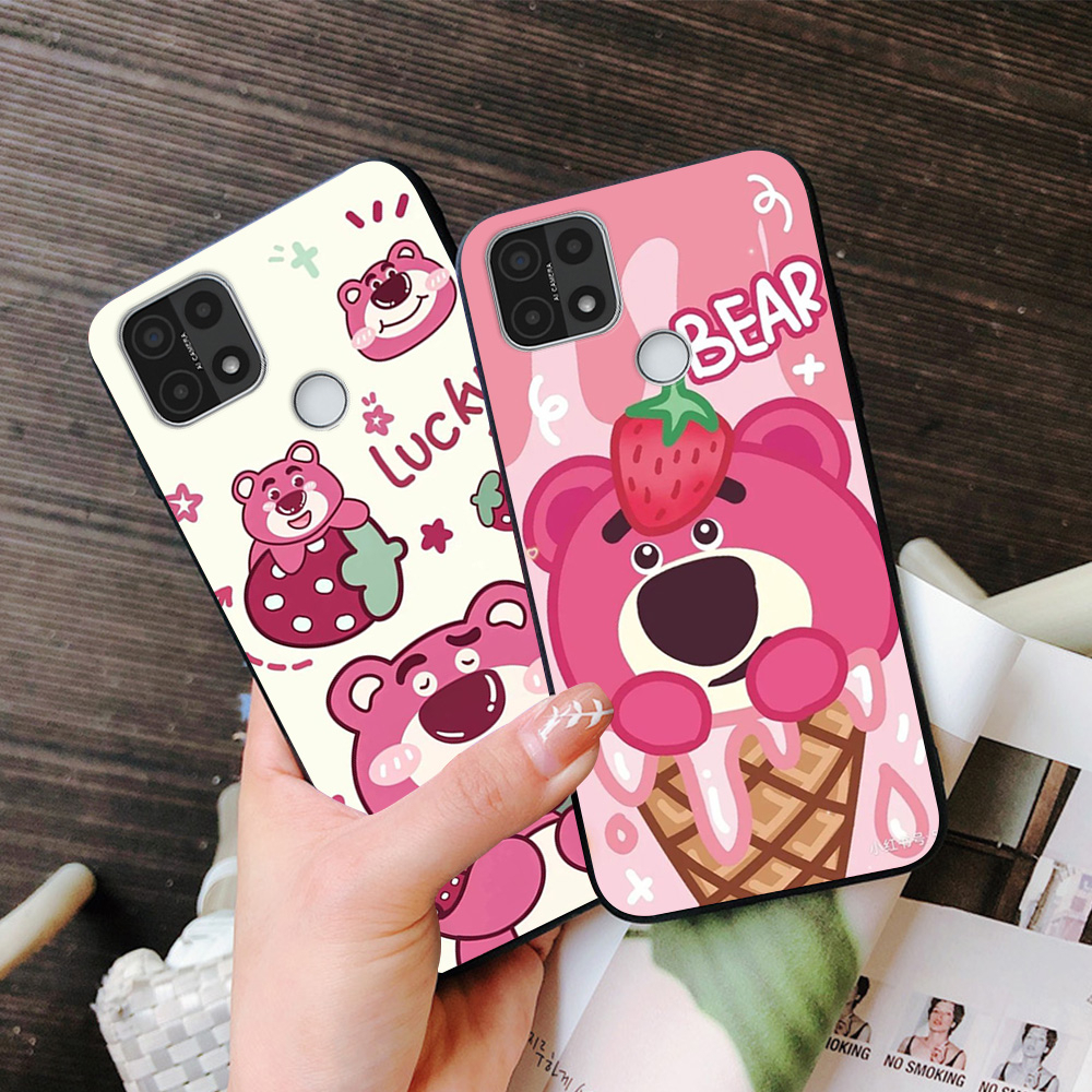 Ốp lưng oppo a15 / oppo a15s in hình gấu dâu siêu cute,dễ thương