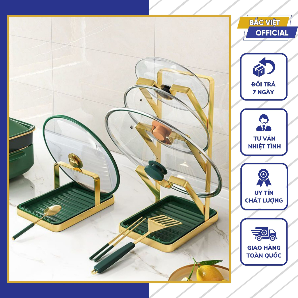Giá Để Nắp Xoong Nồi Thép Không Gỉ Đa Năng Thiết Kế Tiện Dụng Dành Cho Nhà Bếp