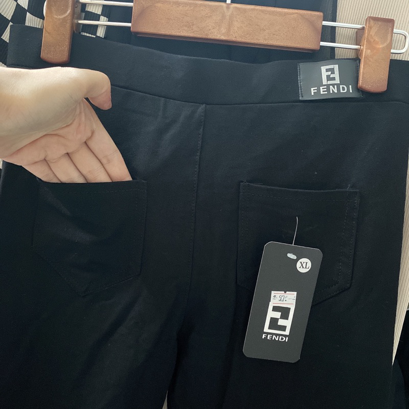 Khui bom hè đẹp thêu tag FEN.DI Quần legging ôm dáng Hàn Quốc thời trang cho nữ tregging
