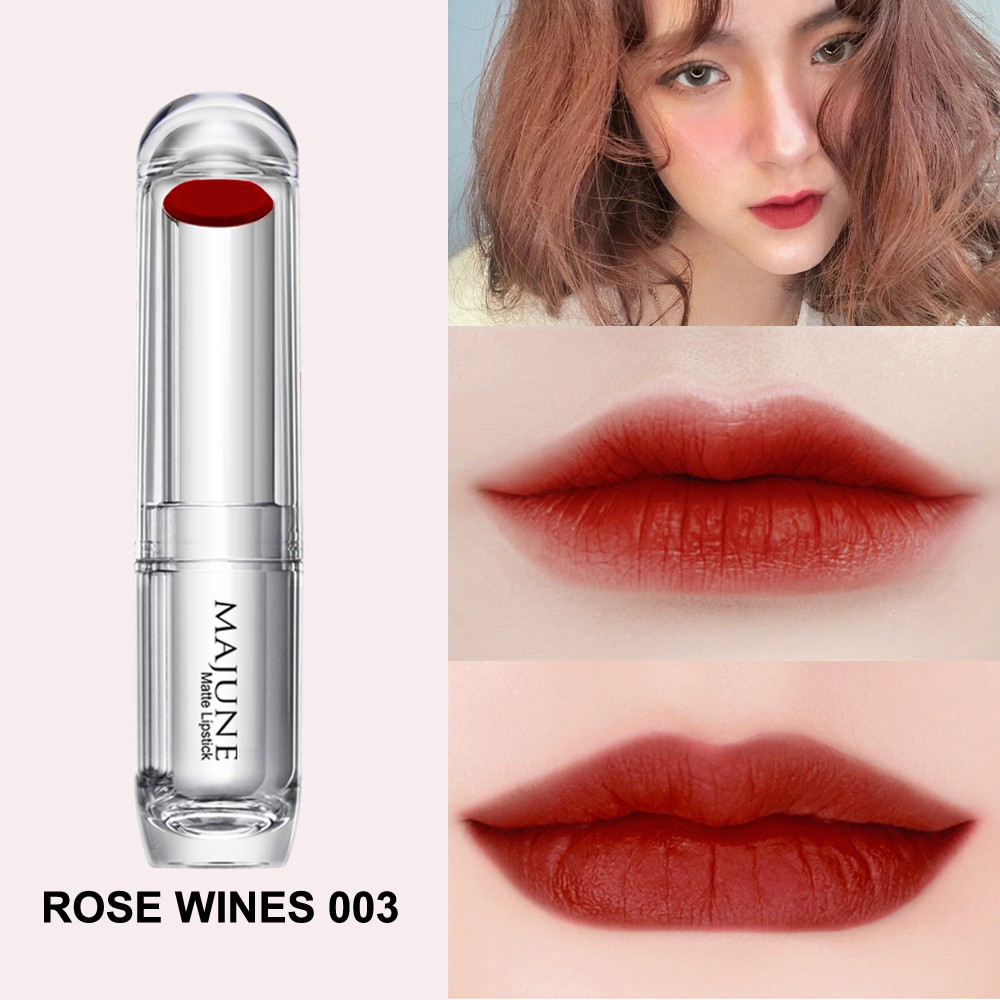 Son lì mịn môi thiên nhiên MAJUNE 3.5g màu 003 ROSE WINES mềm mịn và lâu trôi