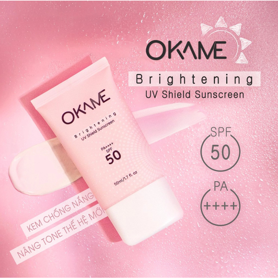 Kem chống nắng nâng tone Okame Brightening UV Shield Sunscreen SPF50