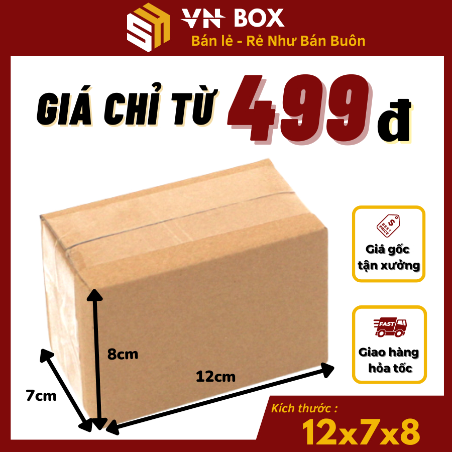 Hộp Carton đóng hàng nhỏ combo 100 hộp 12x7x8 - VN Box