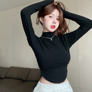 Áo Thun Gân Cổ Lọ Dài Tay Phối Đuôi Vạt Bầu Đáng Yêu TTSA2130