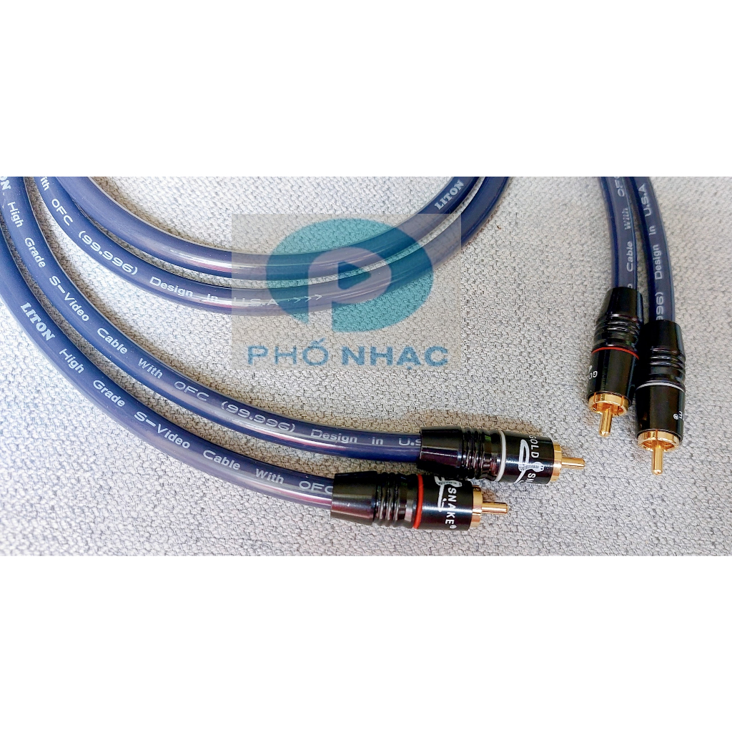 Cặp dây 4 đầu AV (bông sen) hàng loại tốt, dây AV Liton USA chống nhiễu đầu jack Gold Snake xịn xò, dây tín hiệu AV